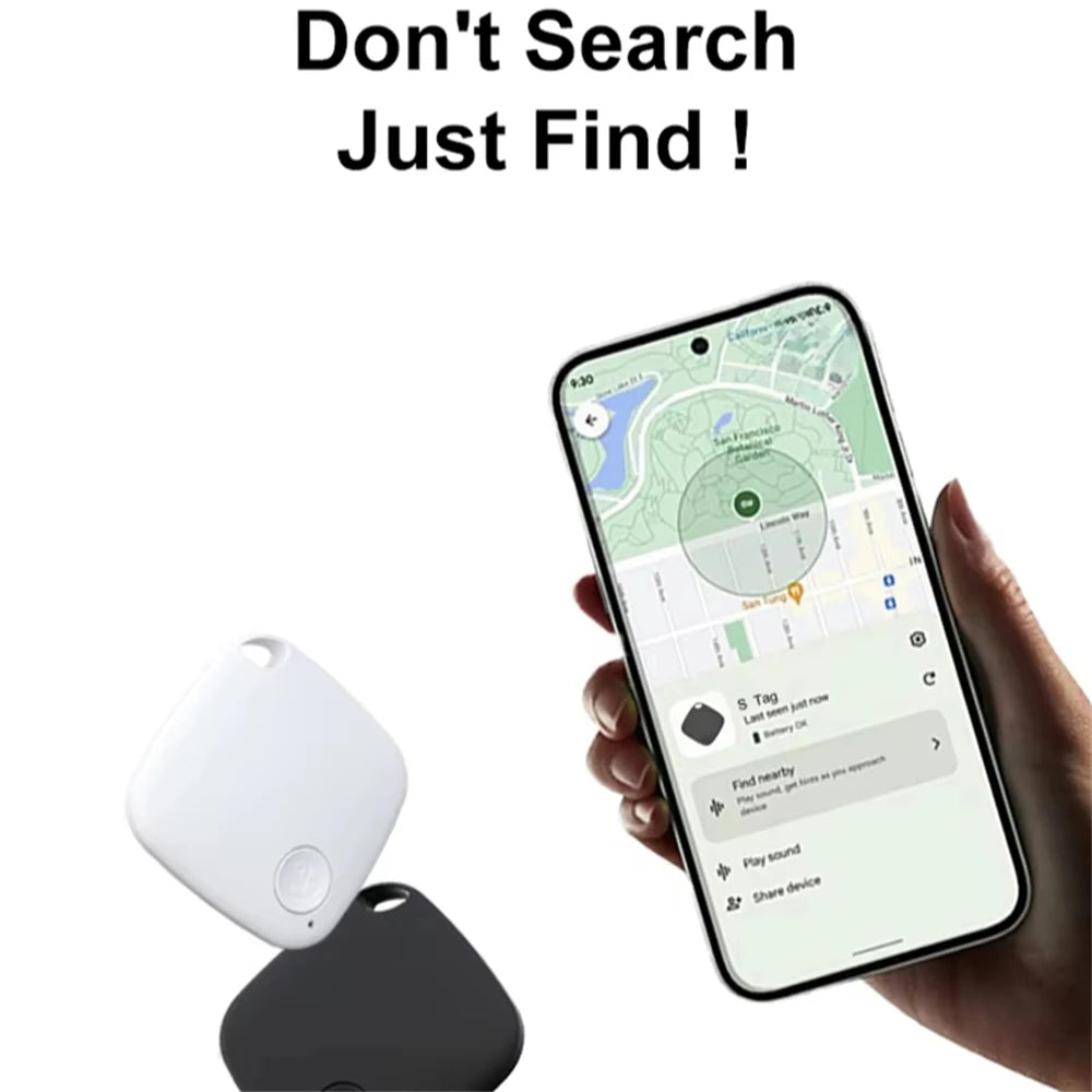 Smart Bluetooth GPS Tracker Tag with Anti-Lost Reminder Android IOS App Compatible Car Key Pet Finder Rated Locator