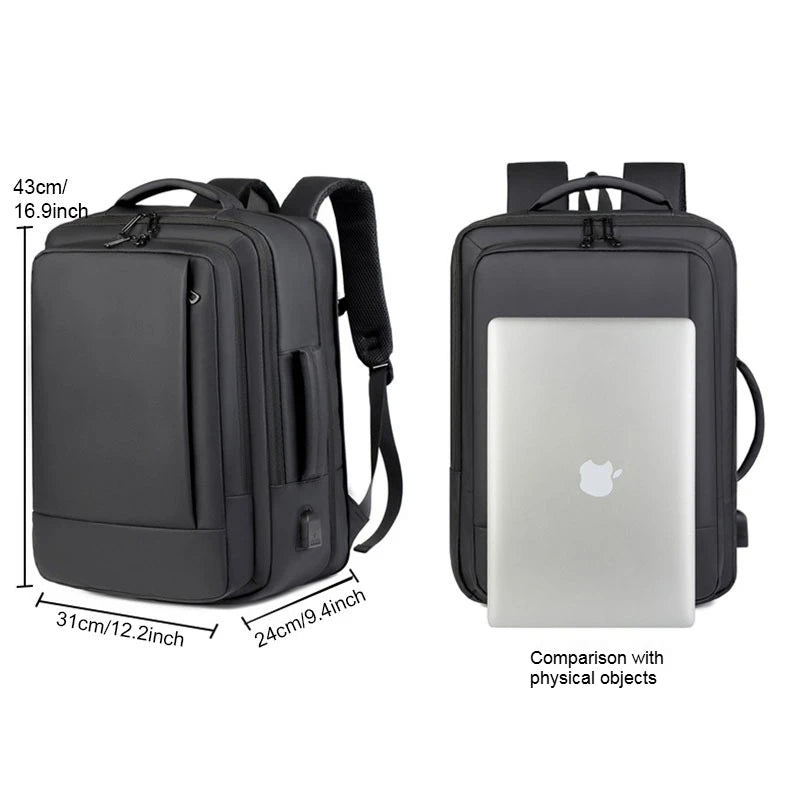 Metro Campus Pro Backpack - Expandable Business Laptop Bag for Men (Sleek Water-Resistant Commuter Organizer)