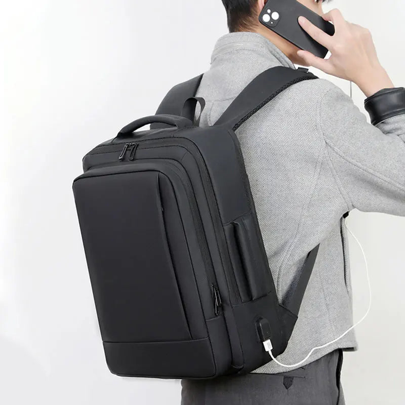 Metro Campus Pro Backpack - Expandable Business Laptop Bag for Men (Sleek Water-Resistant Commuter Organizer)