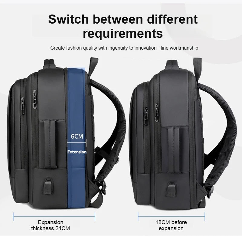 Metro Campus Pro Backpack - Expandable Business Laptop Bag for Men (Sleek Water-Resistant Commuter Organizer)